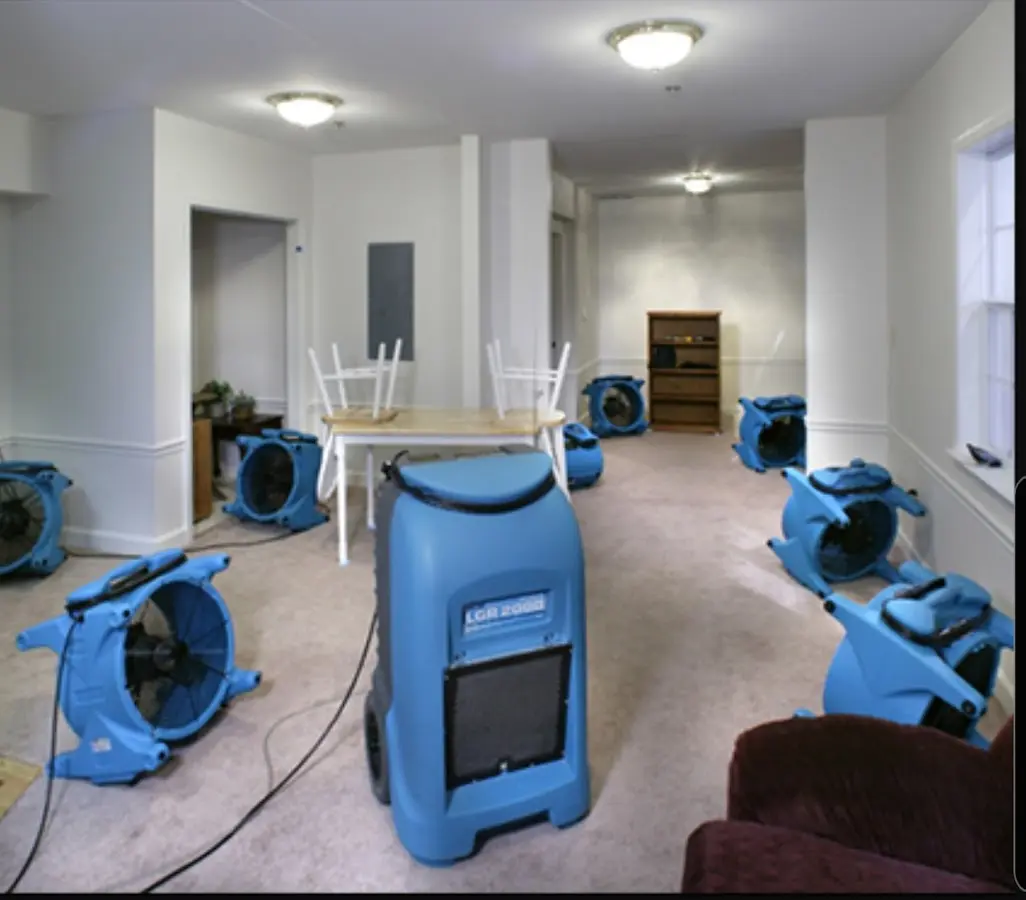 Air movers and dehumidifier setup for Water Extraction & Removal in Clarcona